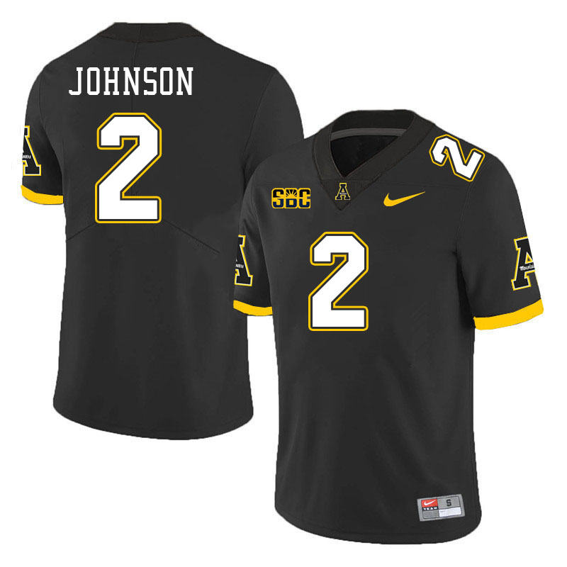 Men #2 Ethan Johnson Appalachian State Mountaineers College Football Jerseys Stitched-Black